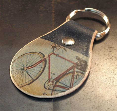 Vintage Inspired Bike Keychain. Key Fob. Leather. Handmade. - Etsy