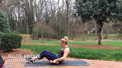 Glute Bridge with Tricep Push - YouTube