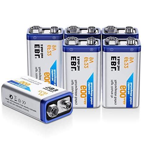 EBL 9 Volt 600mAh Li-ion Rechargeable 9V Batteries