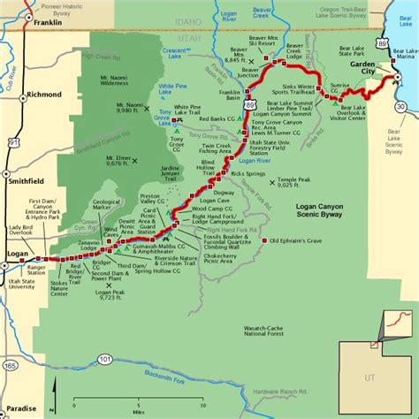 Logan Canyon Scenic Byway - Map | America's Byways | Scenic byway ...