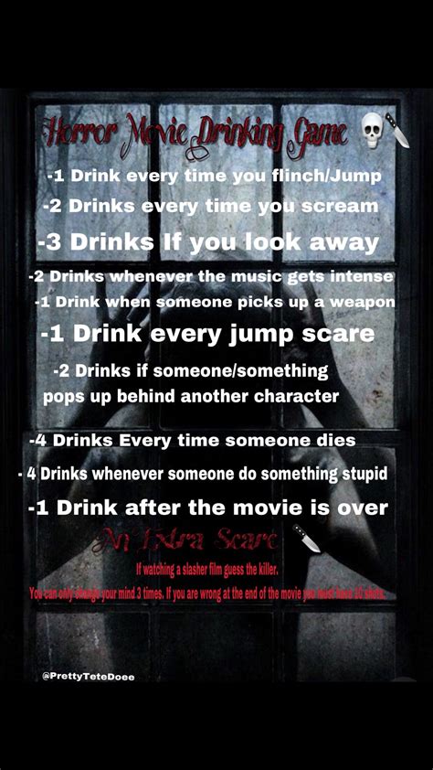 Horror Movie Drinking Game | Halloween drinking games, Movie drinking games, Sleepover party games