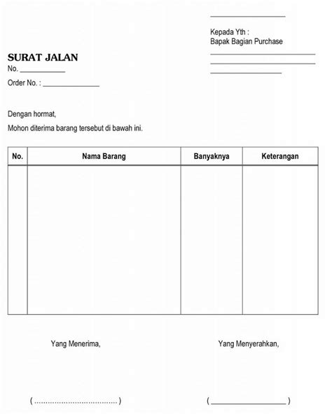 15 Contoh Surat Jalan Pengiriman Barang, Tugas, Alat Berat – Combinesia.web.id