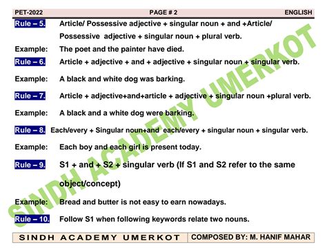 SOLUTION: Subject verb agreement rules - Studypool