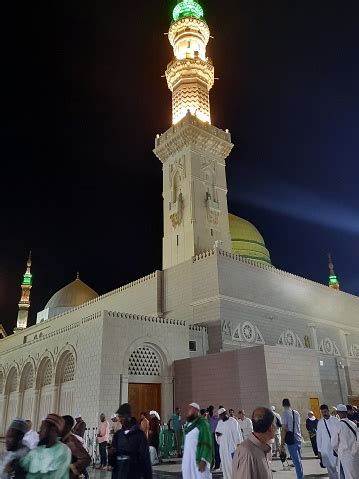 Beautiful Night View Of Masjid Al Nabawi Medina Saudi Arabia Stock ...