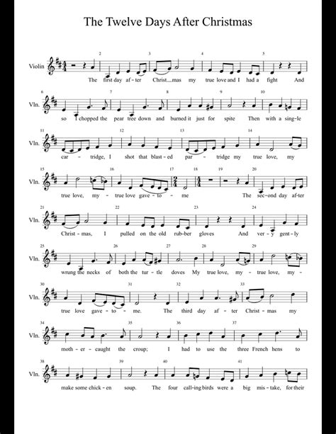 The Twelve Days After Christmas sheet music for Violin download free in ...