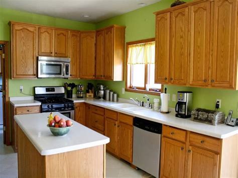 Green Colors For Kitchen Walls- the green goes well with the oak but dark counters would make it ...