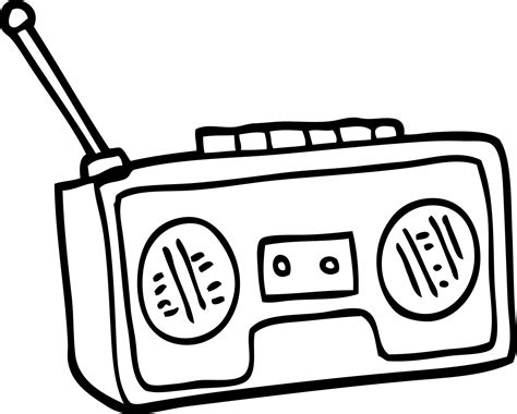 black and white cartoon radio player 12408924 Vector Art at Vecteezy