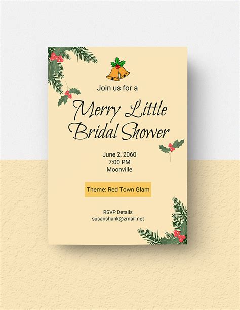 Christmas Bridal Shower Invitation Template in Illustrator, PSD ...