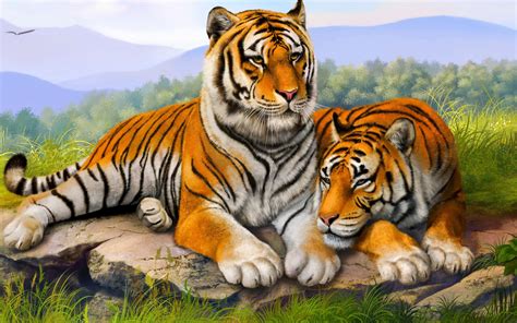 Tiger Family Wallpaper for 1920x1200