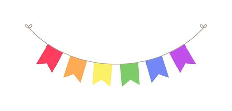 Rainbow flag garland bunting divider simple vector illustration clipart ...