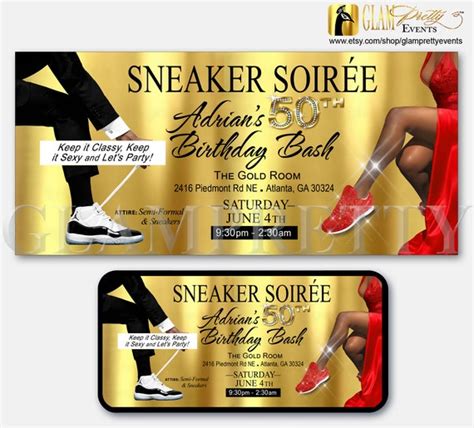 Sneaker Ball Party Invitation Sexy Red Dress Black and White - Etsy