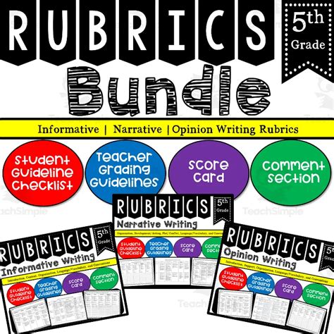 Writing Rubric BUNDLE for 5th Grade with Checklist by Teach Simple