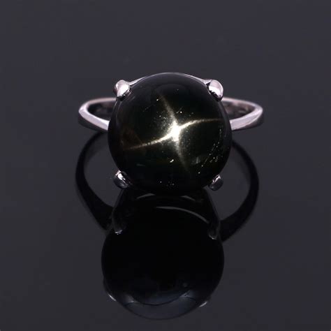 Black Star Sapphire Ring, Black Stone Ring, Round Diopside Ring ...