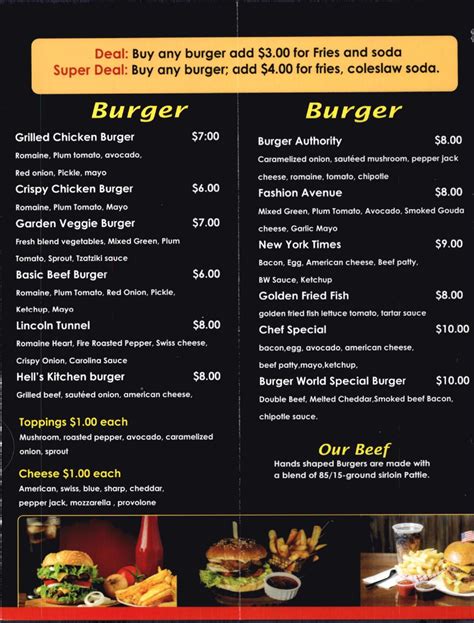 Burger World Restaurant in Manhattan / Menus & Photos