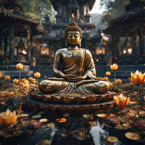 Premium AI Image | Buddha monk religion meditation peace and tranquility