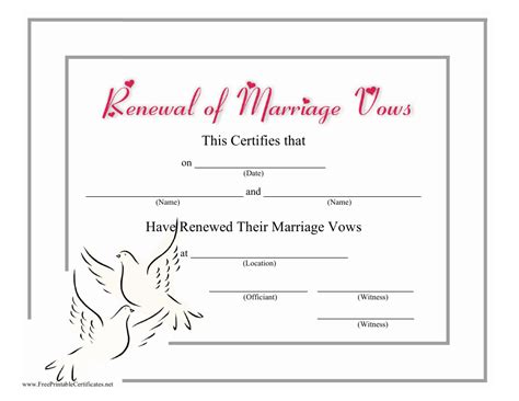 Free Renewal Of Wedding Vows Printable Certificates Template - Printable Templates Free