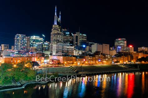 Aerial Nashville Skyline Night