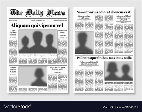 Paper tabloid newspaper layout editorial Vector Image