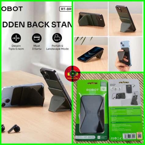 Jual ROBOT RT-BR09 Stand Handphone Slim Card Phone Holder Tempat Kartu 2in1 - Hitam - Kota ...