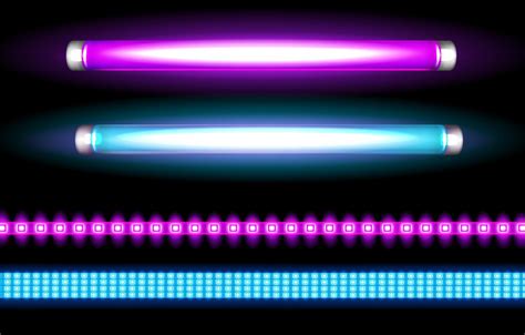 Neon tube lamps and led strips, long light bulbs 15680302 Vector Art at ...