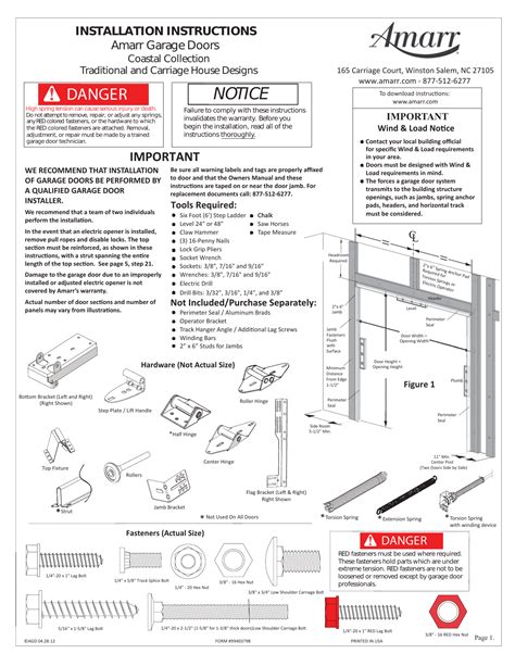 INSTALLATION INSTRUCTIONS Amarr Garage Doors | Manualzz