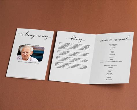 Funeral Program Template - Printable Memorial Service Pamphlet - Order of Service Bulletin ...