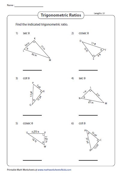 Reciprocal trigonometric ratios using lengths | Math interactive ...