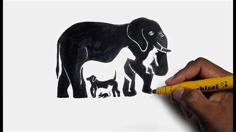 How to draw animals in Optical illusion/ Positive & Negative Space - YouTube