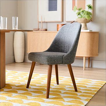 Mid-Century Upholstered Dining Chair - Wood Legs | West Elm