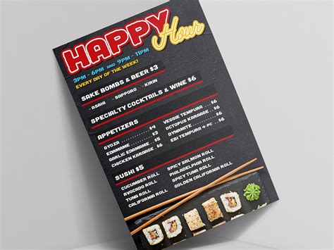 Happy Hour Sushi Menu Design by Myles Kessler on Dribbble