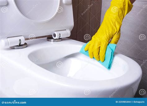 Cleaning Rimless Toilet Close-up Stock Photo - Image of cleaner ...