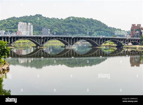 Jinju Bridge over Namgang River near Jinjuseong Fortress, Korea Stock Photo - Alamy