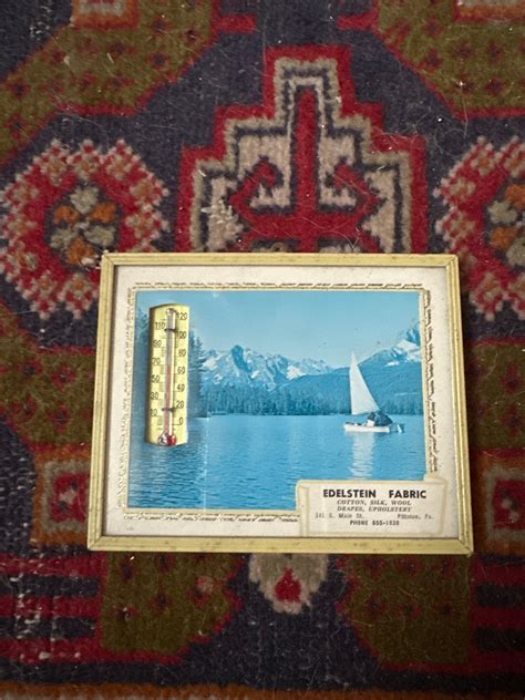 Vintage Framed Wall Thermometer Vintage Advertising Temperature Thermometer Mountain Boat and ...