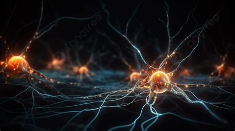 The Neurons Of The Brain Are Glowing In The Dark Background, 3d Illustration Of Neuron Cells ...