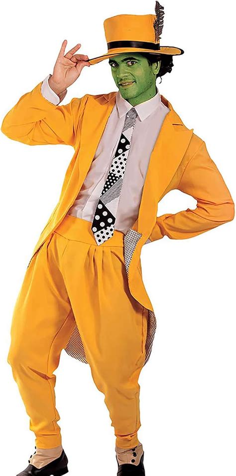 Mens Jim Carrey Cosplay Costume Yellow Long Suit Halloween Stylish Fancy Dress Set, 90s Comedy ...