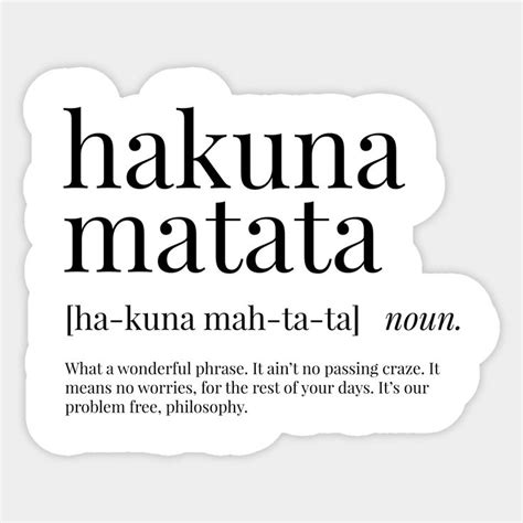 Hakuna Matata Definition Sticker | Hakuna matata, Hakuna, Hakuna matata ...