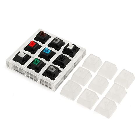 PCB Mechanical Keyboard Switches 9 Cherry MX Keyboard Tester Kit Clear Button Keycaps Sampler ...