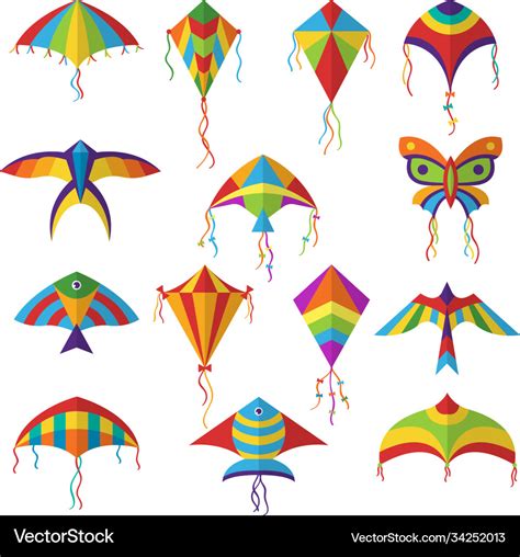 Air kite colored different shapes kite in sky Vector Image