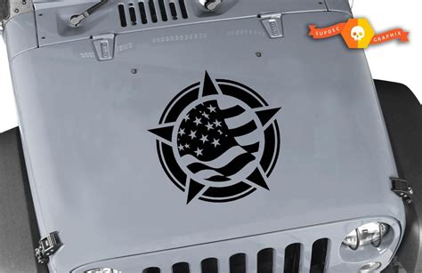 Car & Truck Graphics Decals 20" Military Star American Flag Hood Decal Jeep Wrangler JK CJ TJ YJ ...