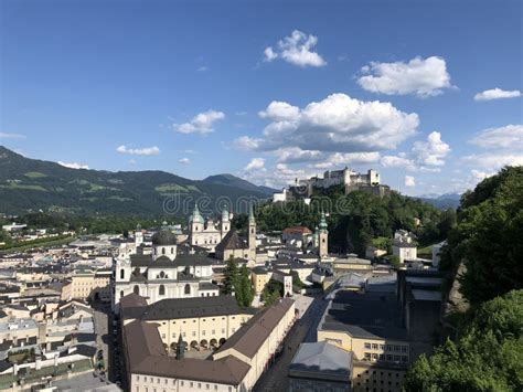 The old town of Salzburg stock image. Image of castle - 186183861