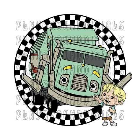 Trash Truck Retro Character Art Digital Download High-quality PNG and Pdf 15x15 Inches 300 DPI ...