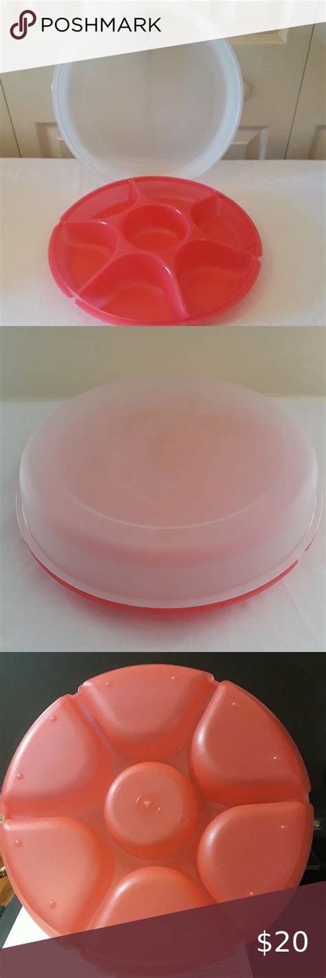 VINTAGE TUPPERWARE VEGGIE TRAYS WITH LID Red With White Lid New ...