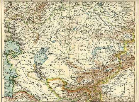 Russia, Central Asia and Turkistan. Map from 1903 from curioshop on Ruby Lane