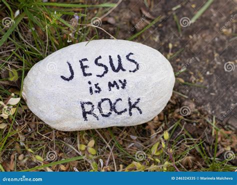 Jesus is My Rock, a Handwritten Text, Bible Verse on a Stone in Nature Stock Image - Image of ...