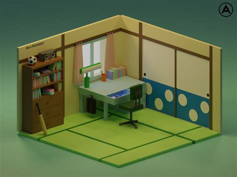 Nobita's Room | Room, Isometric design, Isometric art