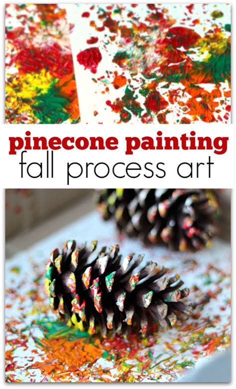 Pinecone Painting - Process Art - No Time For Flash Cards