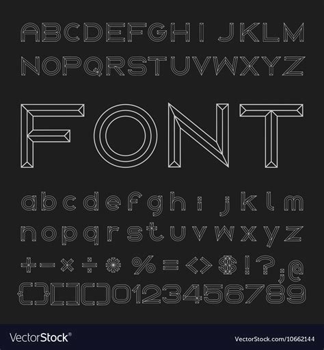 Outline font design alphabet and numbers Vector Image