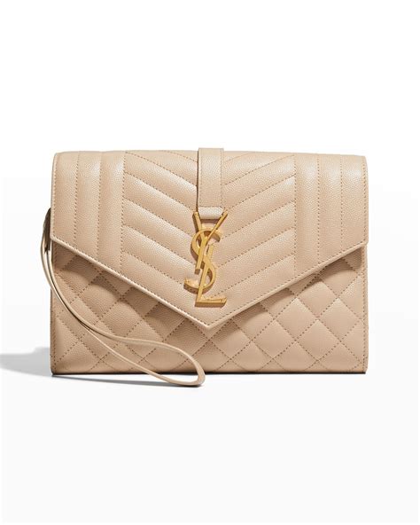 Saint Laurent YSL Monogram Quilted Envelope Clutch Bag | Neiman Marcus