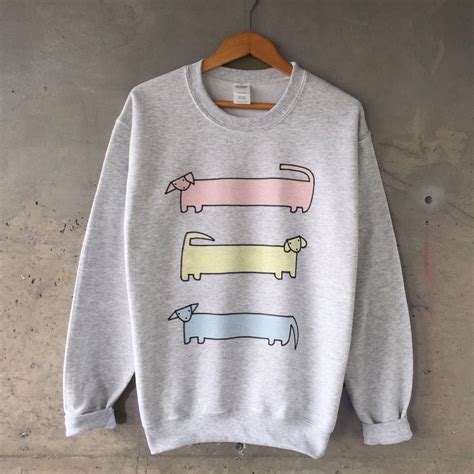 Weiner Dog Sweatshirt, Dachshund Sweatshirt, Doxie Sweatshirt Ash Grey Sweatshirt: Pink Yellow ...