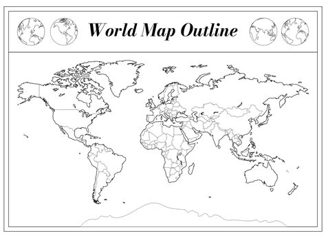 A4 Size World Map Outline
